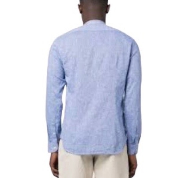 Manuel Ritz, band, Men's Light Blue, Flax Linen blend Button Down NWT $150 - Picture 2 of 12